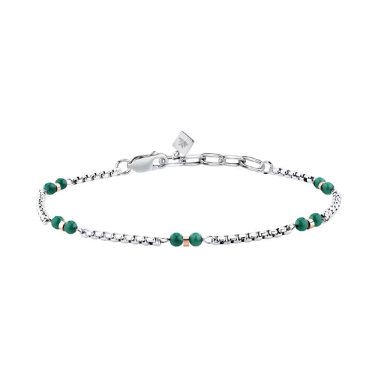 Bracciale catena Morellato Terra acciaio pietre verdi uomo 22 cm