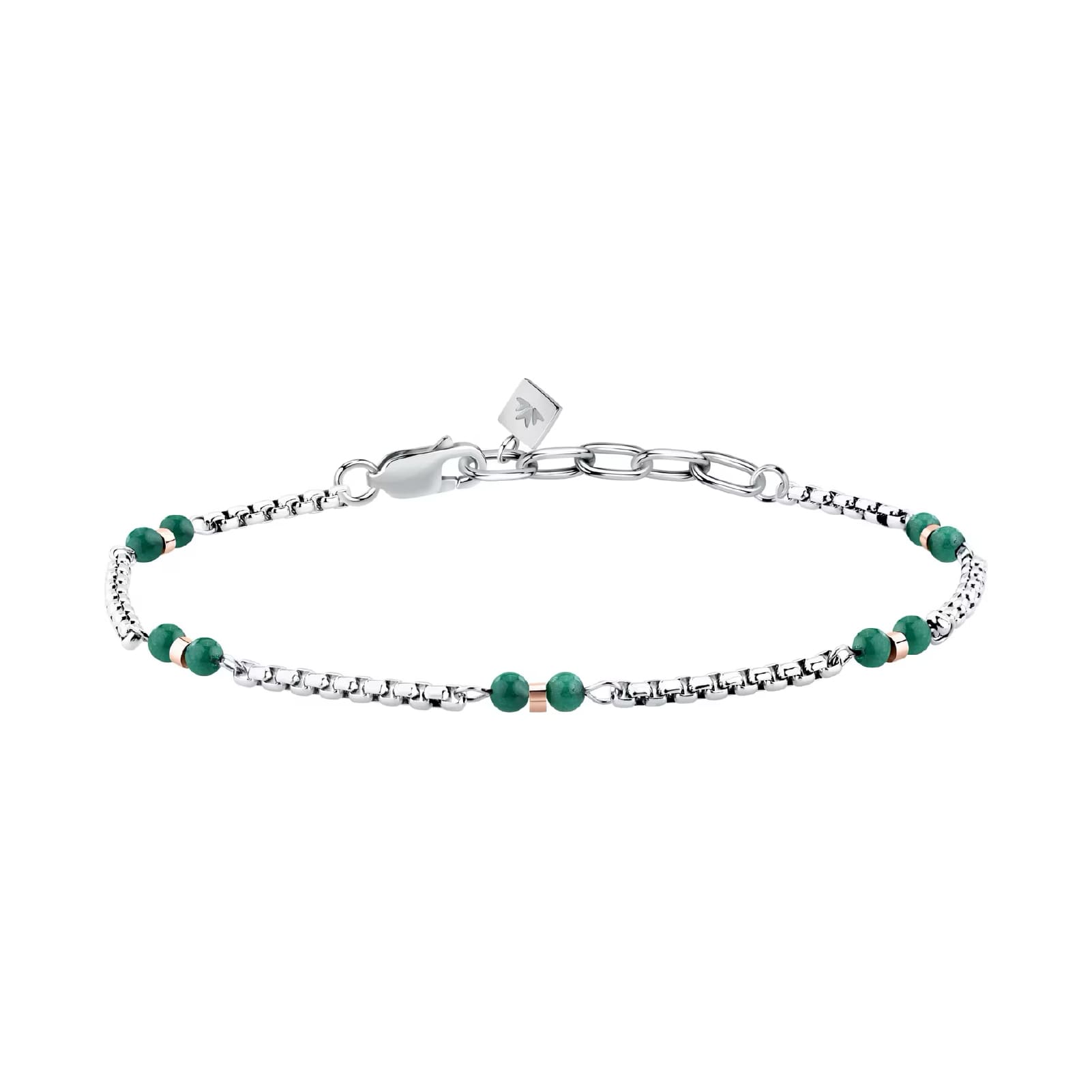 Bracciale catena Morellato Terra acciaio pietre verdi uomo 22 cm