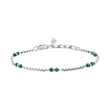 Bracciale catena Morellato Terra acciaio pietre verdi uomo 22 cm