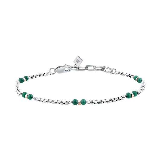 Bracciale catena Morellato Terra acciaio pietre verdi uomo 22 cm