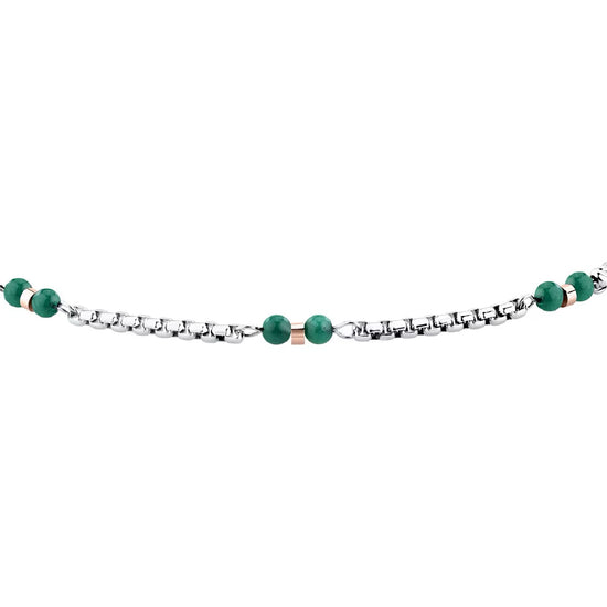 Bracciale catena Morellato Terra acciaio pietre verdi uomo 22 cm