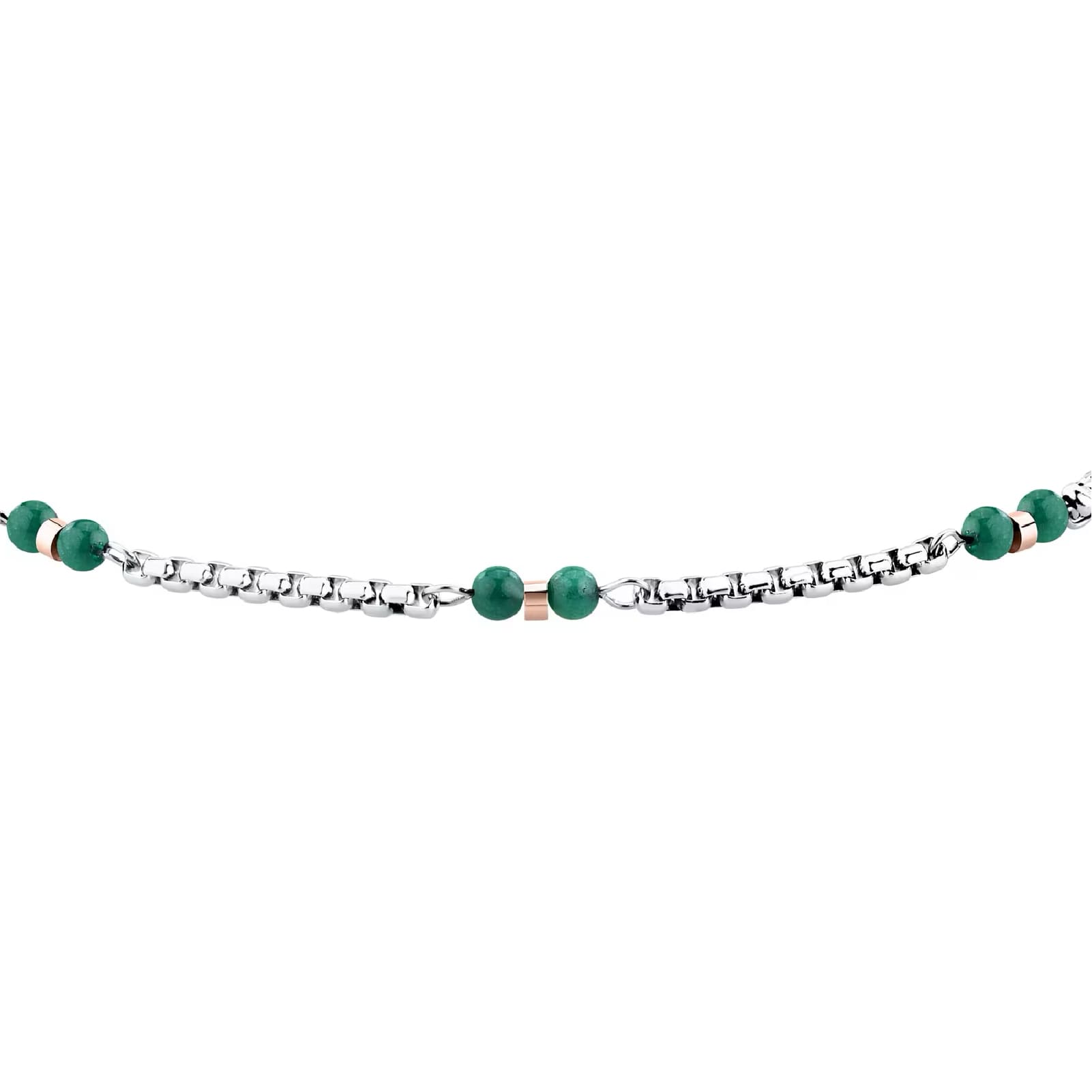 Bracciale catena Morellato Terra acciaio pietre verdi uomo 22 cm