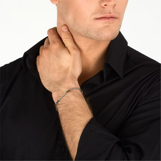 Bracciale catena Morellato Terra acciaio pietre verdi uomo 22 cm