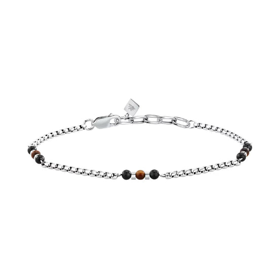 Bracciale catena Morellato Terra acciaio pietre marroni uomo 22 cm