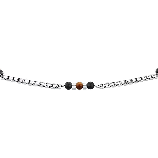 Bracciale catena Morellato Terra acciaio pietre marroni uomo 22 cm