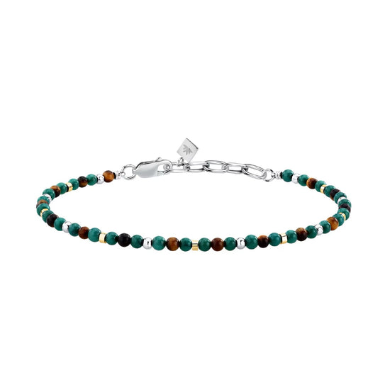 Bracciale catena Morellato Terra pietre verdi e marroni uomo 22 cm