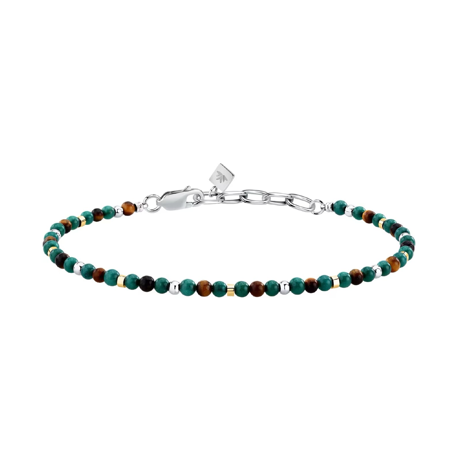 Bracciale catena Morellato Terra pietre verdi e marroni uomo 22 cm