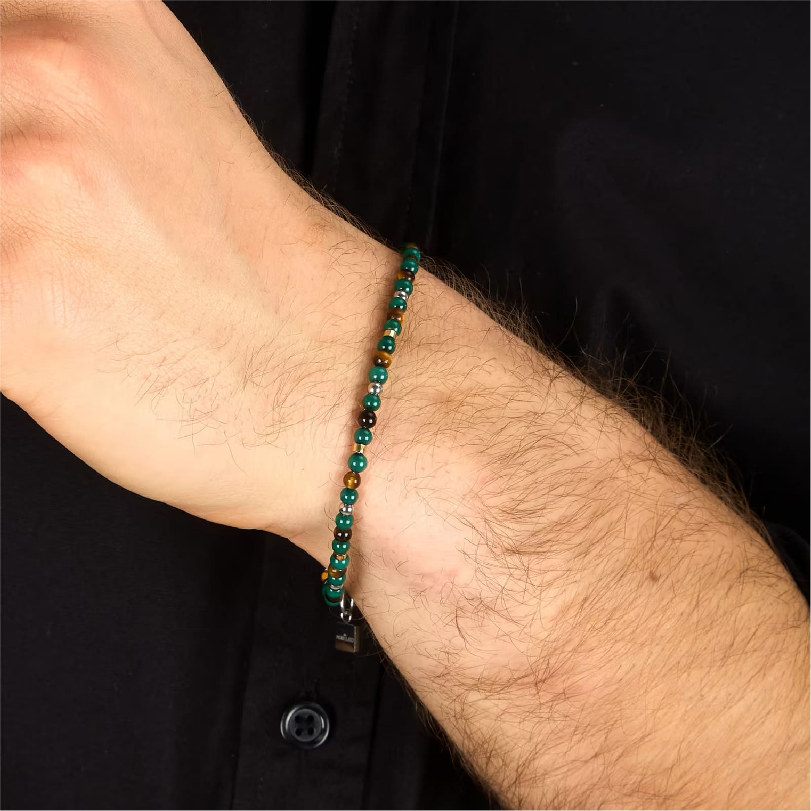 Bracciale catena Morellato Terra pietre verdi e marroni uomo 22 cm