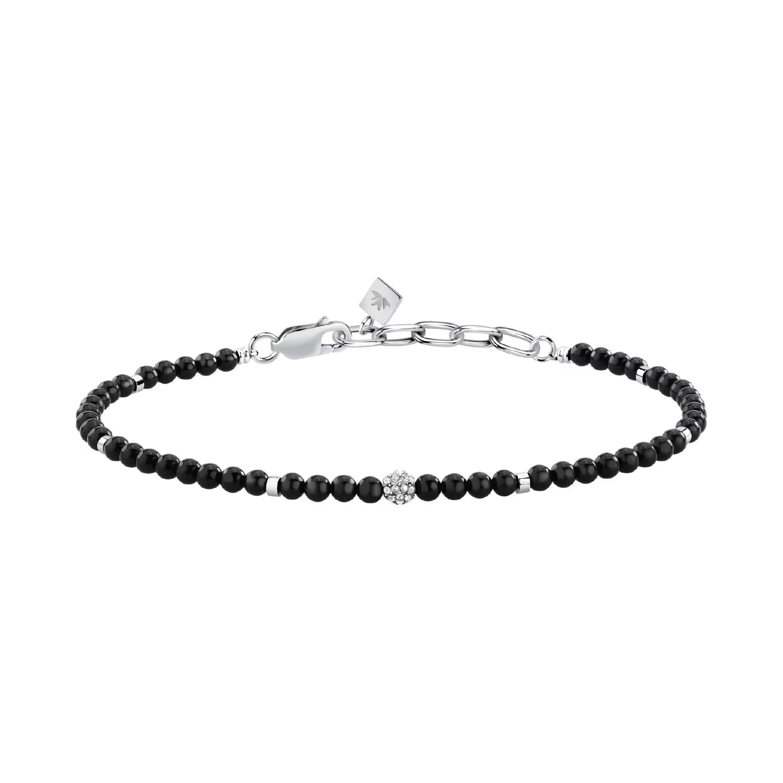 Bracciale catena Morellato Terra pietre nere e cristallo uomo 22 cm