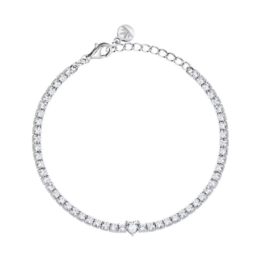 Bracciale tennis Morellato Infinito argento zirconi cuore 19 cm
