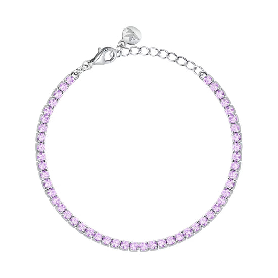 Bracciale tennis Morellato Infinito argento zirconi viola 19 cm