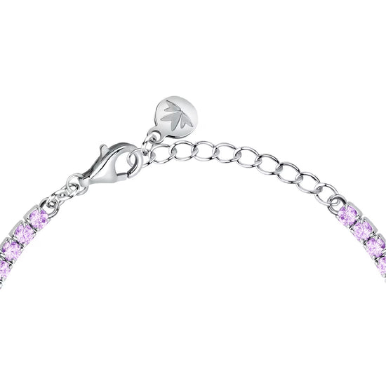 Bracciale tennis Morellato Infinito argento zirconi viola 19 cm