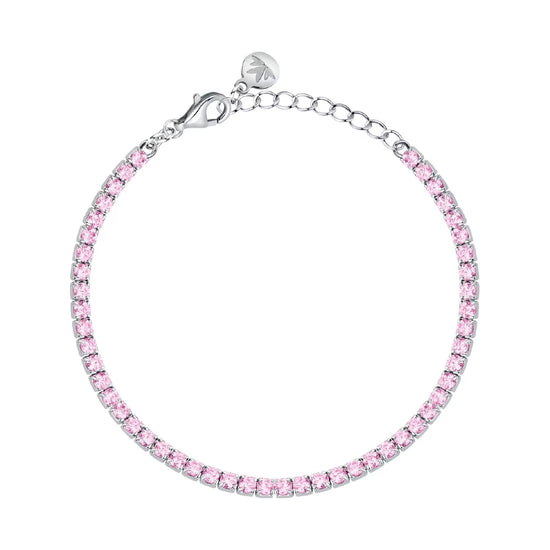 Bracciale tennis Morellato Infinito argento e zirconi rosa 19 cm