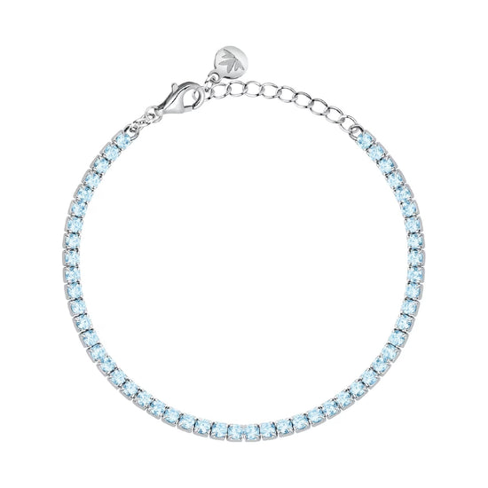 Bracciale tennis Morellato Infinito argento zirconi azzurri 19 cm