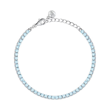 Bracciale tennis Morellato Infinito argento zirconi azzurri 19 cm