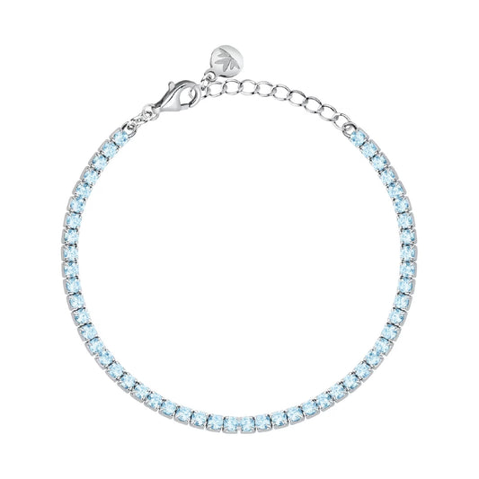 Bracciale tennis Morellato Infinito argento zirconi azzurri 19 cm