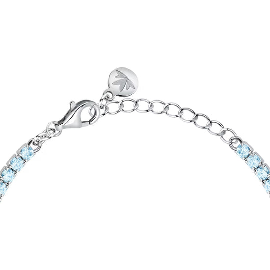 Bracciale tennis Morellato Infinito argento zirconi azzurri 19 cm