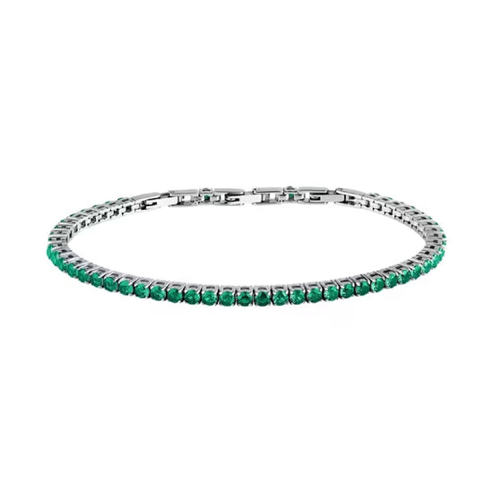Bracciale tennis Morellato Club acciaio zirconi verde uomo 22 uomo