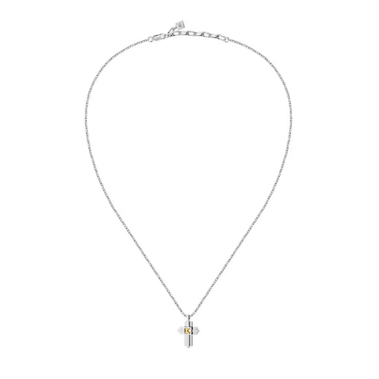 Collana da uomo Morellato in acciaio e oro 18kt sulla croce MISURA UNICA