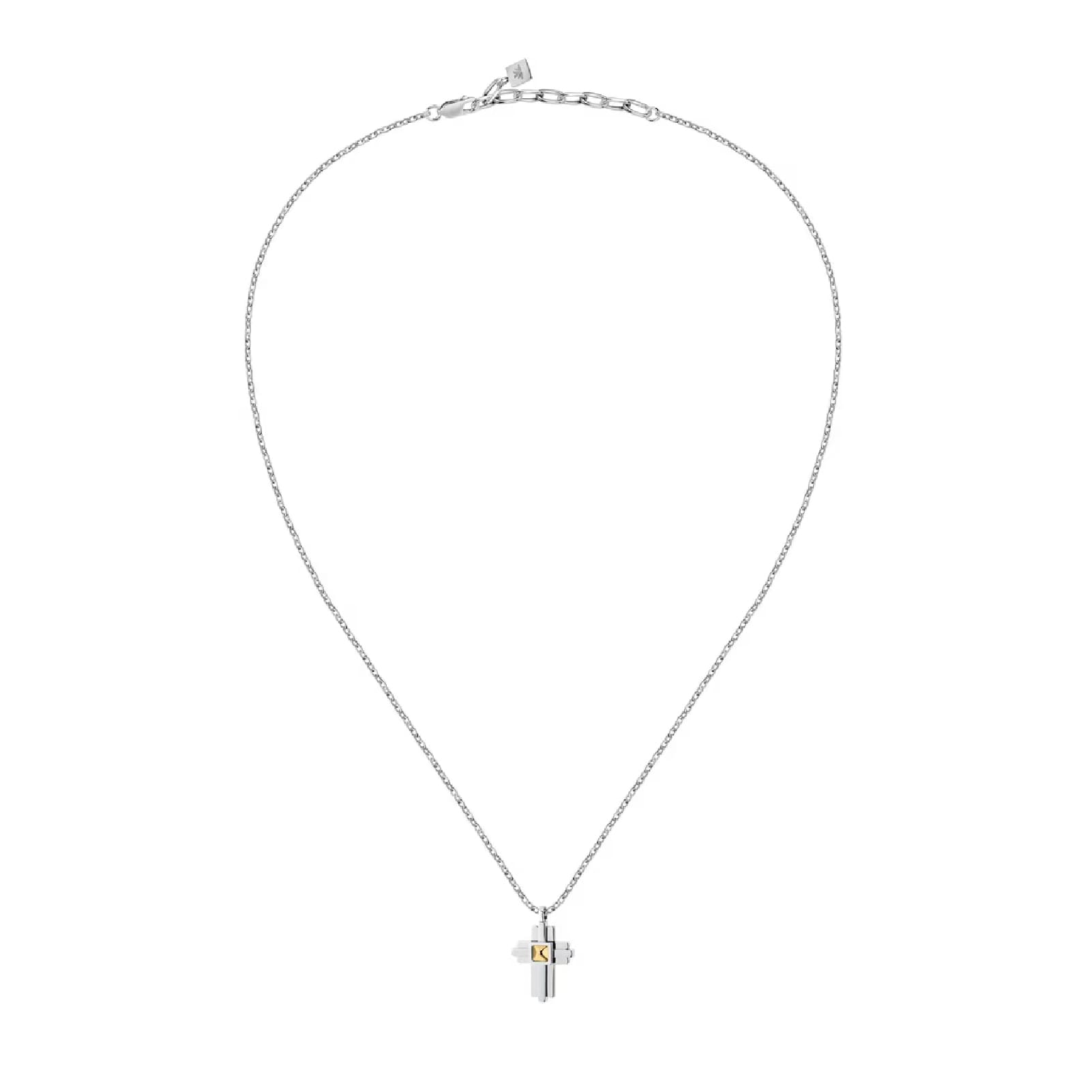 Collana da uomo Morellato in acciaio e oro 18kt sulla croce MISURA UNICA