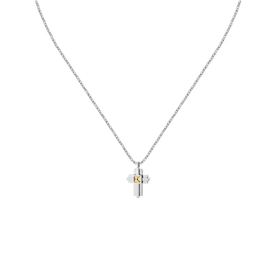 Collana da uomo Morellato in acciaio e oro 18kt sulla croce MISURA UNICA