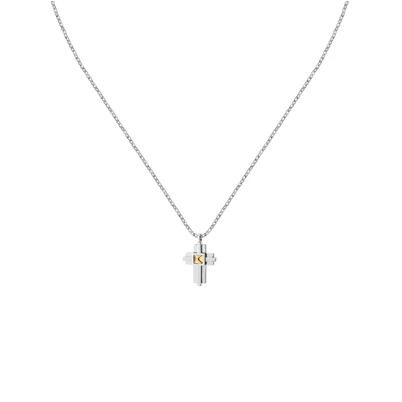 Collana da uomo Morellato in acciaio e oro 18kt sulla croce MISURA UNICA