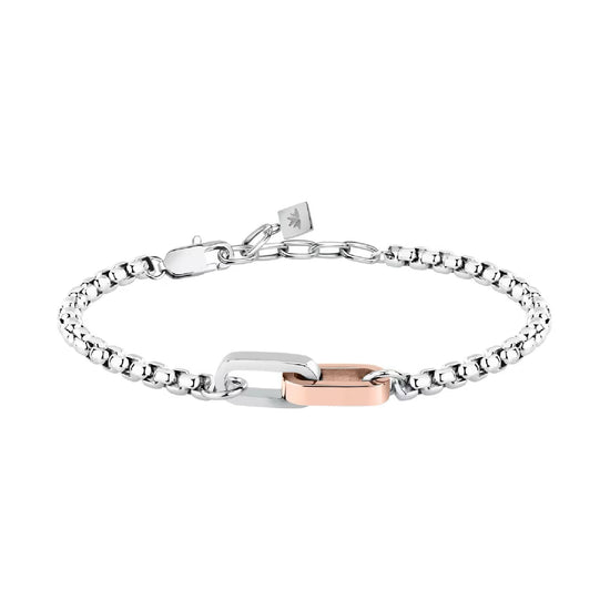 Bracciale Morellato Motown uomo in acciaio e decoro pvd rosé Regolabile 18-21 cm