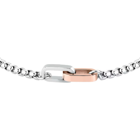 Bracciale Morellato Motown uomo in acciaio e decoro pvd rosé Regolabile 18-21 cm