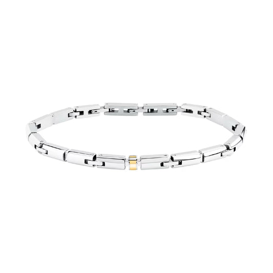 Bracciale catena Morellato in acciaio con inserti oro da uomo 18 cm