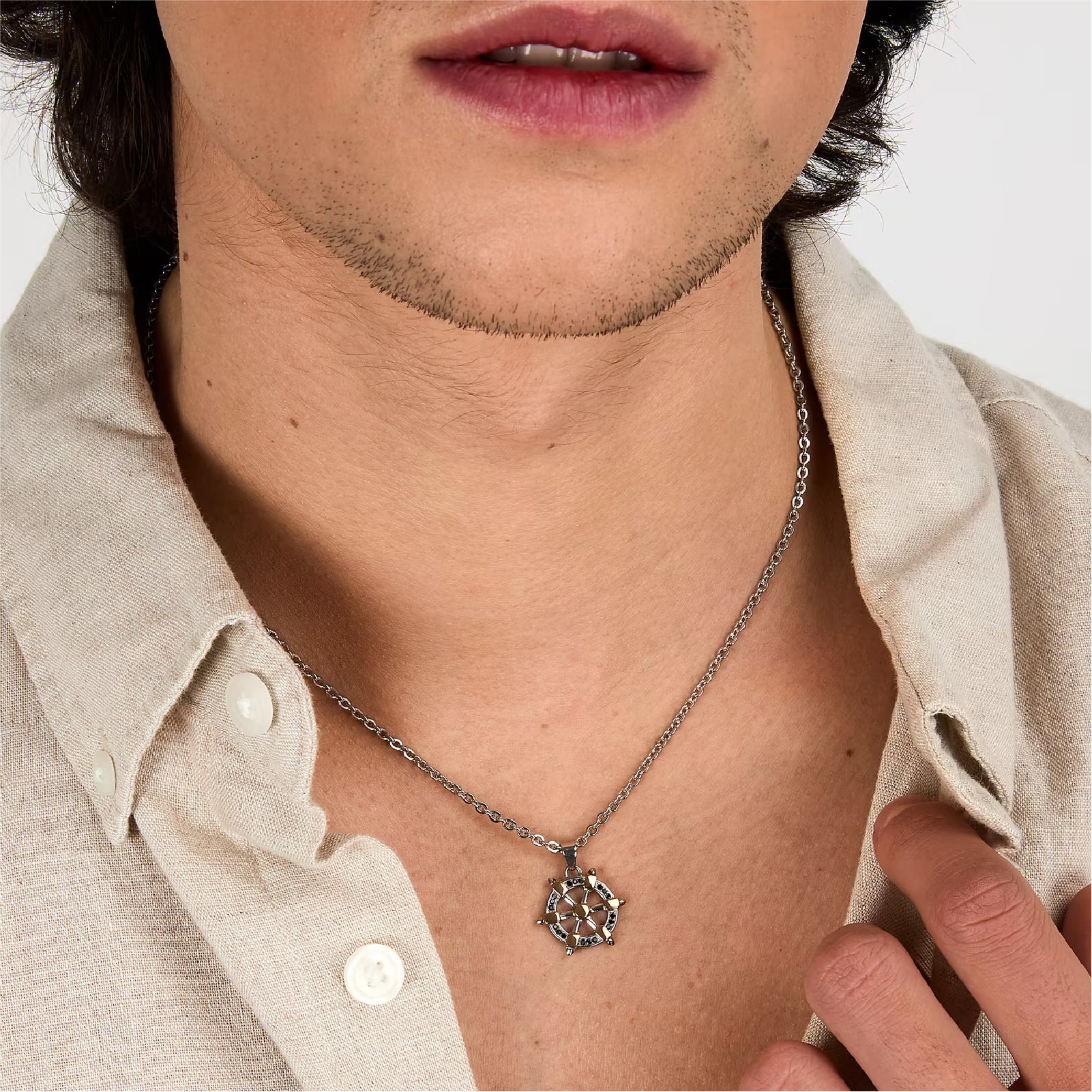Collana da uomo Morellato Versilia timone con cristalli neri MISURA UNICA