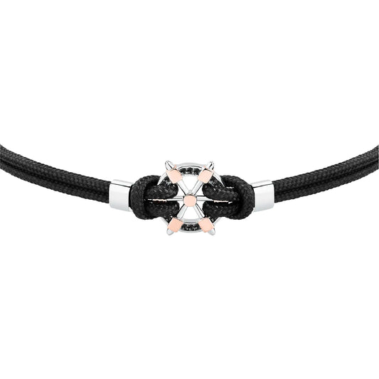 Bracciale nero uomo Morellato Versilia timone cristalli neri Regolabile 18-21 cm