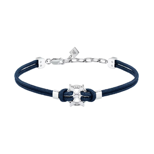 Bracciale blu uomo Morellato Versilia timone cristalli bianchi Regolabile 18-21 cm