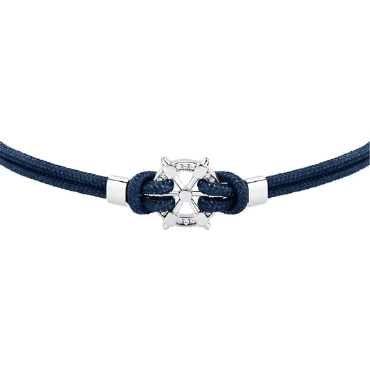 Bracciale blu uomo Morellato Versilia timone cristalli bianchi Regolabile 18-21 cm