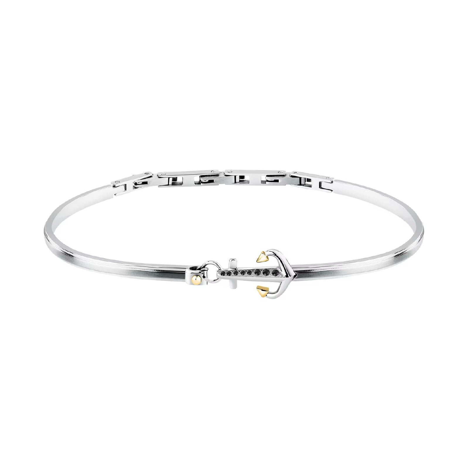 Bracciale semirigido uomo Morellato Versilia ancora cristalli neri Diametro 6,5 cm