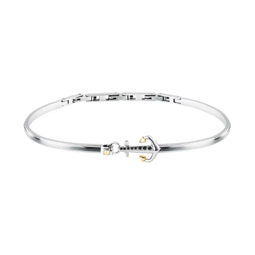 Bracciale semirigido uomo Morellato Versilia ancora cristalli neri Diametro 6,5 cm
