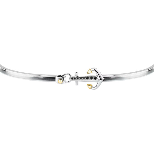 Bracciale semirigido uomo Morellato Versilia ancora cristalli neri Diametro 6,5 cm