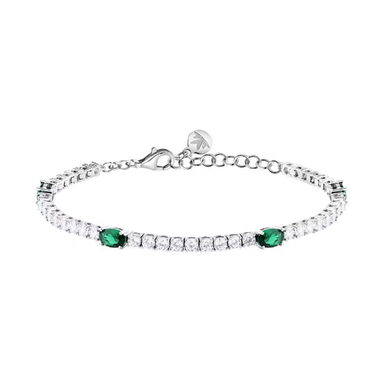 Bracciale Morellato Tesori in argento zirconi bianchi e verdi Regolabile 16-19 cm