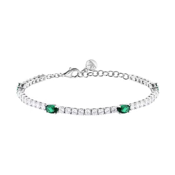 Bracciale Morellato Tesori in argento zirconi bianchi e verdi Regolabile 16-19 cm