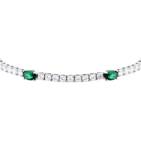 Bracciale Morellato Tesori in argento zirconi bianchi e verdi Regolabile 16-19 cm
