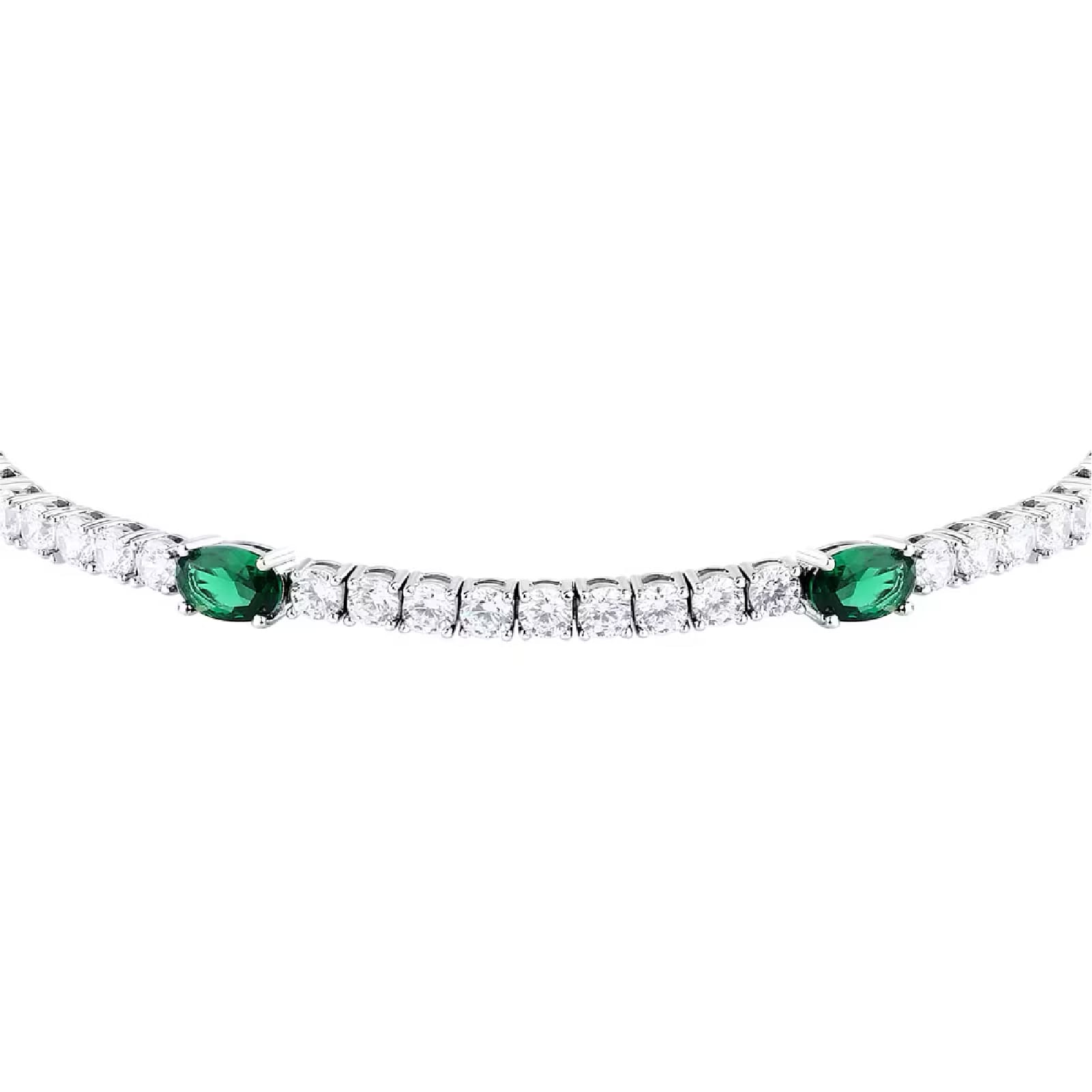 Bracciale Morellato Tesori in argento zirconi bianchi e verdi Regolabile 16-19 cm