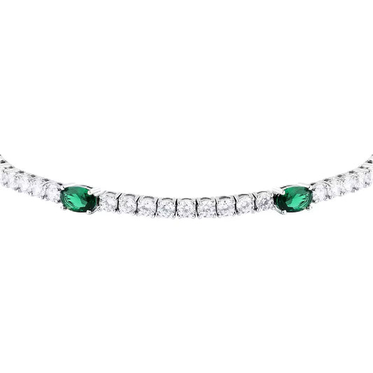 Bracciale Morellato Tesori in argento zirconi bianchi e verdi Regolabile 16-19 cm