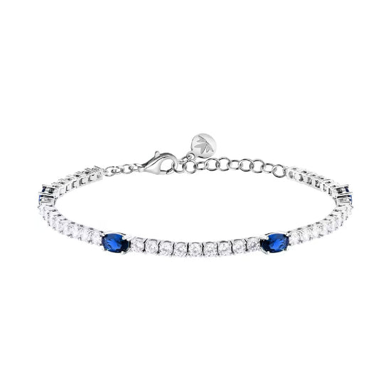 Bracciale Morellato Tesori in argento zirconi bianchi e blu Regolabile 16-19 cm