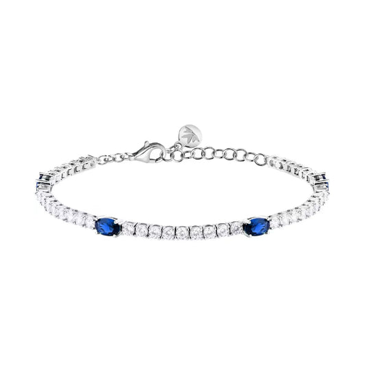 Bracciale Morellato Tesori in argento zirconi bianchi e blu Regolabile 16-19 cm
