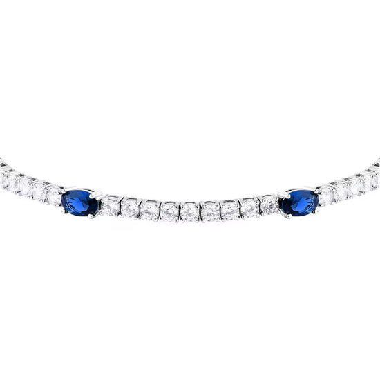 Bracciale Morellato Tesori in argento zirconi bianchi e blu Regolabile 16-19 cm