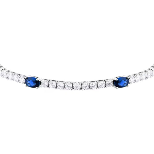 Bracciale Morellato Tesori in argento zirconi bianchi e blu Regolabile 16-19 cm