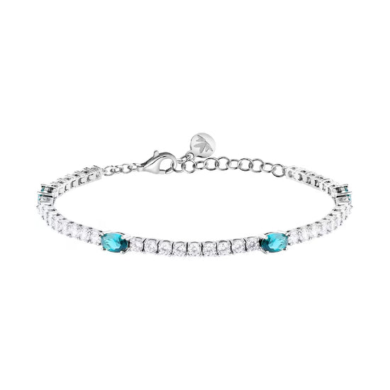 Bracciale Morellato Tesori argento zirconi bianchi e azzurri Regolabile 16-19 cm
