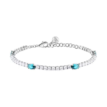 Bracciale Morellato Tesori argento zirconi bianchi e azzurri Regolabile 16-19 cm