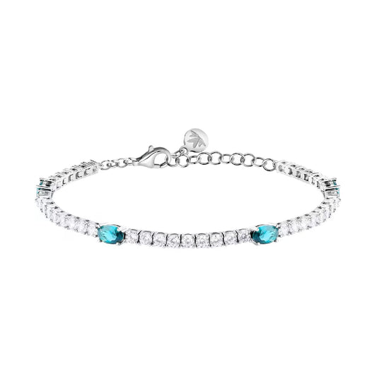 Bracciale Morellato Tesori argento zirconi bianchi e azzurri Regolabile 16-19 cm