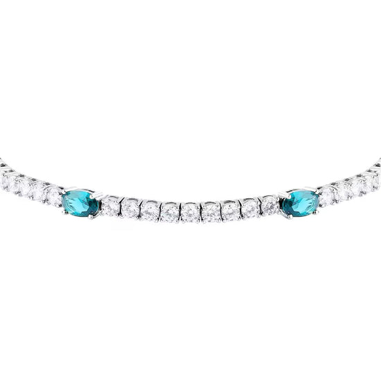 Bracciale Morellato Tesori argento zirconi bianchi e azzurri Regolabile 16-19 cm