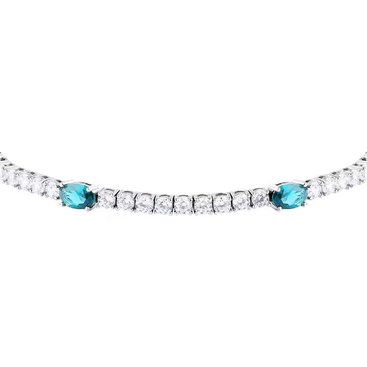 Bracciale Morellato Tesori argento zirconi bianchi e azzurri Regolabile 16-19 cm